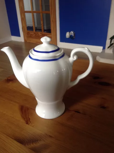 vintage white with blue stripes tuscan teapot bone china made in england