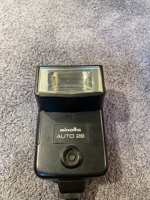 MINOLTA AUTO 28 Hot Shoe Mount Flash For Minolta SLR DSLR cameras WORKING