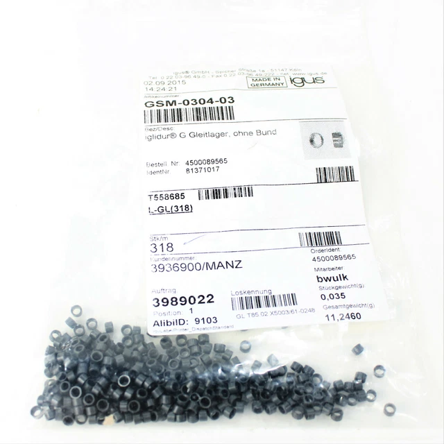 316 Piece igus GSM-0304-03 Sleeve Bearings Without Collar New IN Boxed