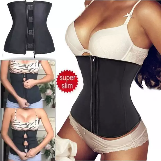 Women Waist Trainer Latex Belt Zipper Body Shaper Slimming Corset Girdle Belt UK