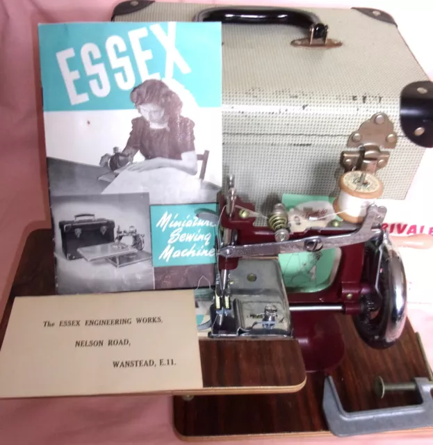 Vintage Essex MK1 Miniature Sewing Machine Original Box & Instructions: Working