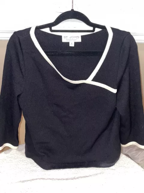 St John Collection By Marie Gray Black B Neck Sweater Women’s