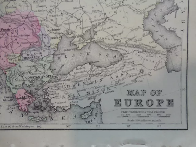 Nice colored map of Europe. Warren's 1884 pub. by Cowperthwait & Co 2