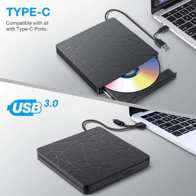 EXTERNAL DISC READER Drive USB C Adapter For Computer Multimedia ...