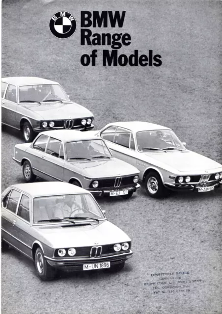 BMW Range 1973-74 UK Market Foldout Brochure 1602 2002 5-Series 3.0 3.3 CSi CSL