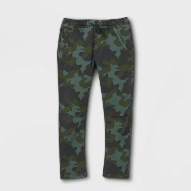 Cat & Jack Boys' Super Stretch Pull-On Jogger Pants - Camo Green - Size 10 Husky