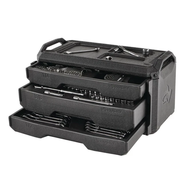 HUSKY 270PIECE MECHANICS TOOL SET w/ Case SAE Metric Sockets Wrenches