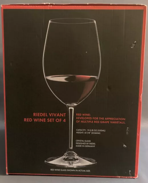 Riedel Vivant Red Wine Glasses Set of Four  19-3/8 oz. NIB    **PRICE REDUCED!** 2