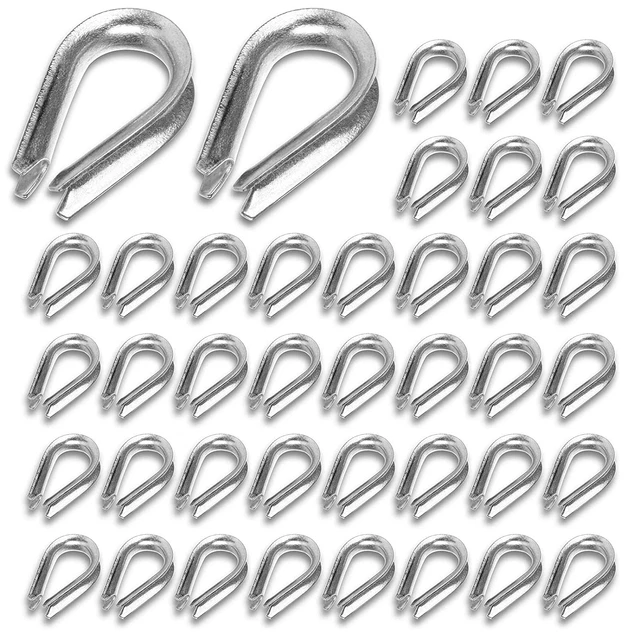 100Pcs Stainless Steel Thimble for 3/16 Wire Rope Cable, M5 Rope Thimble Rigg...