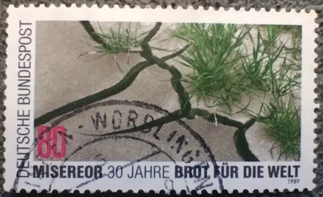 Briefmarke Bund BRD 1989 Misereor 30 Jahre Brot für die Welt Hitze 80 gestempelt