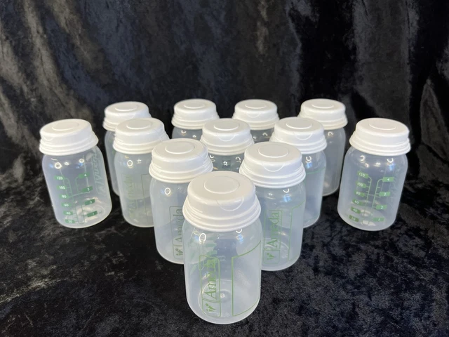 12 Ameda BPA-Free 4 oz Breastmilk Storage/Collection Bottles/Rings/Lid Disks Lot
