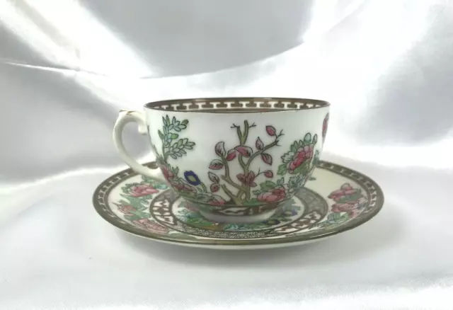 Antique Signed Crown Coalport India Tree Teacup and Saucer Made in England