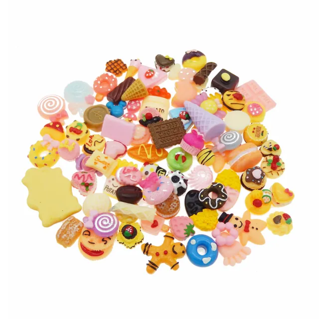 Pack of 20 Assorted Colors Mixed Resin Cake Food Cabochons Flatbacks Decorations