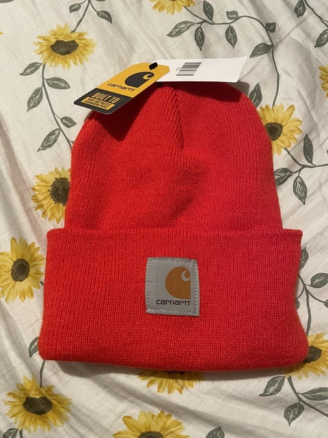 CARHARTT Authentic A18, Neon Orange  Currant One Size, Knit Beanie NWT