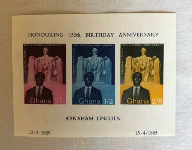 An un-perforated Collectors Sheet from Ghana - Abraham Lincoln 150th Anniversary