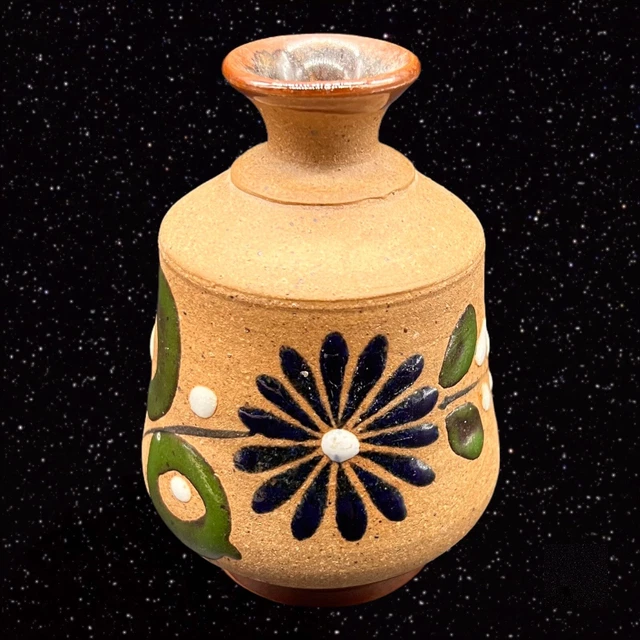 Vintage Tonala Talavera Vase Mexican Pottery Crafted Mexico Made Flower 3.75”T