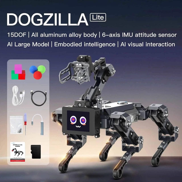YAHBOOM DOGZILLA-LITE QUADRUPED Bionic Robot Dog AI Vision Large Model ...