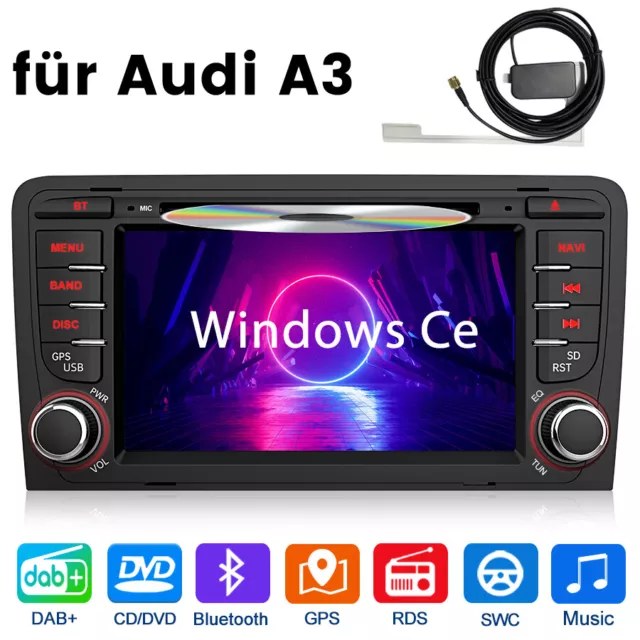 7" Autoradio DVD RDS CD Bluetooth DAB+ GPS Navi FM Für Audi A3 S3 RS3 USB DSP FM