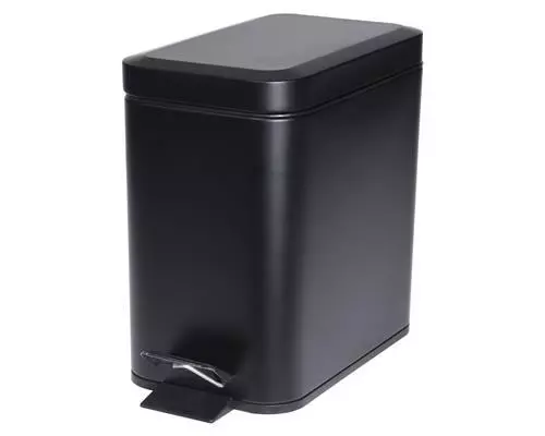 Acciaio Inox Pattumiera 5L Nero Rettangolare Con Bidoni Coperta Cestino Carta