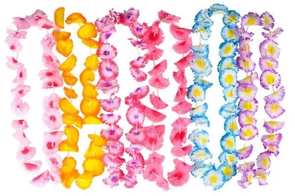 6 JUMBO TWO TONE CARNATION FLOWER LEIS Silk Hawaiian Luau Free Shipping