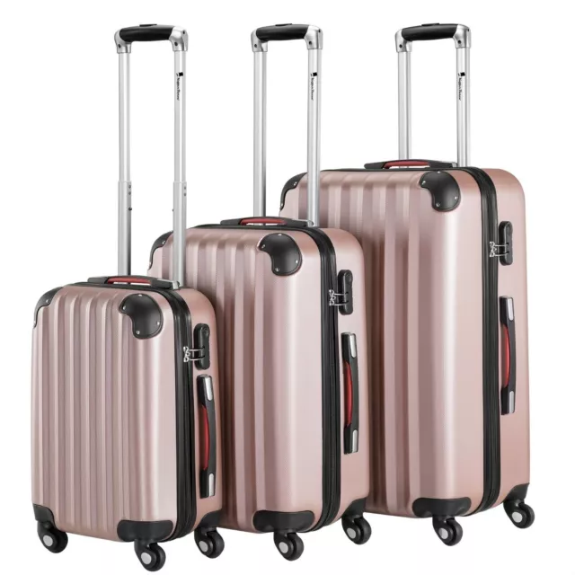 Trolley Kofferset Hartschalenkoffer-Set 3-tlg. ABS, Rosegold