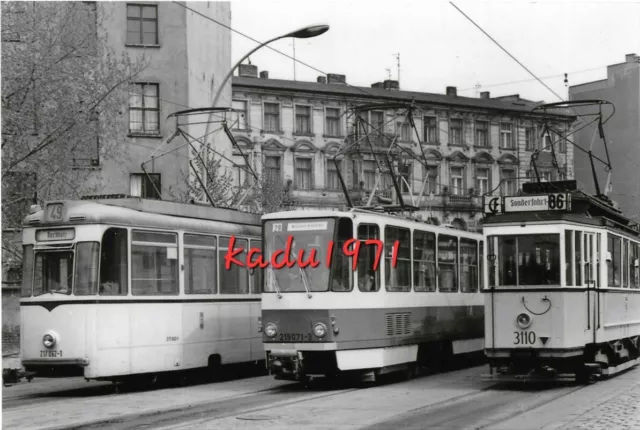 N137) Foto BVG Berlin Straßenbahn, TE59 217 062 + KT4D 219 071 + Hist. Tw. 3110