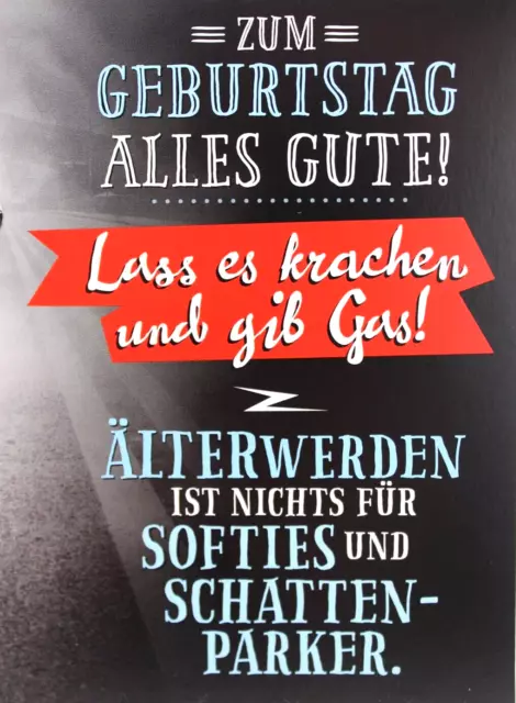 LUSTIGE GEBURTSTAGSKARTE SPRUCH Rocker Lass es krachen Grußkarte