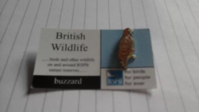 Rspb - British Wildlife - Buzzard Pin Badge On Original Card