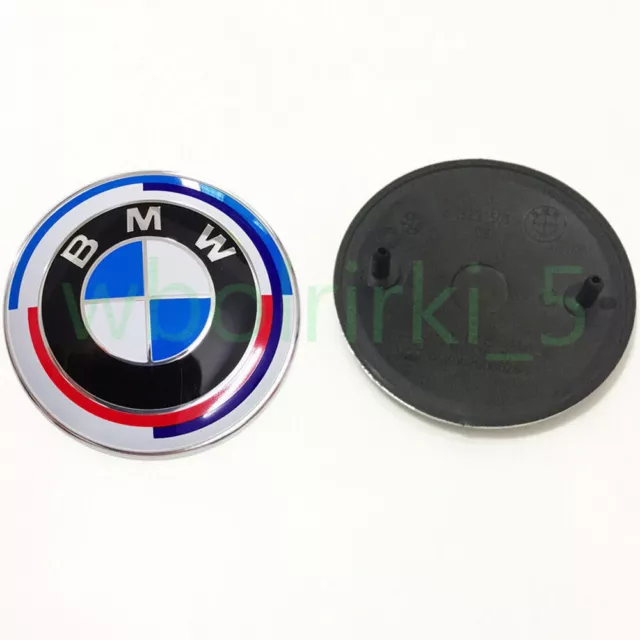 Für BMW 82mm+74mm 50 Jahre M Emblem Vorne Motorhaube Heckklappe Hinten Car Badge 3