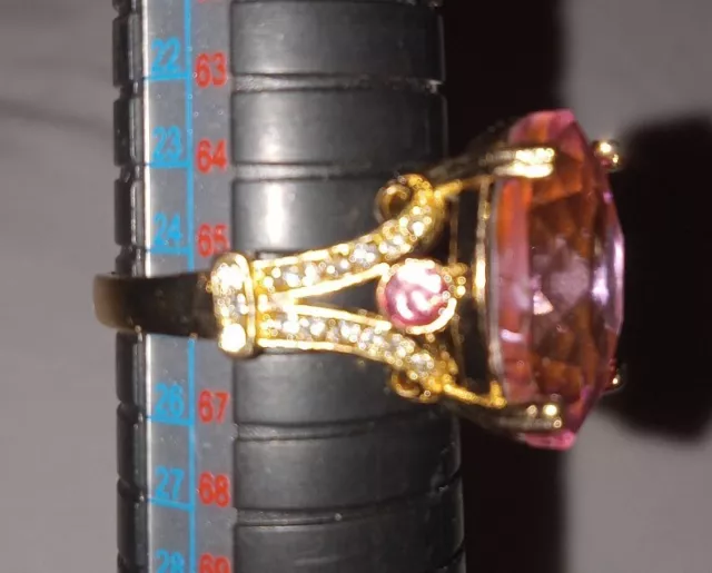 Elegant Large Pink Stone Ring, Size 11 2