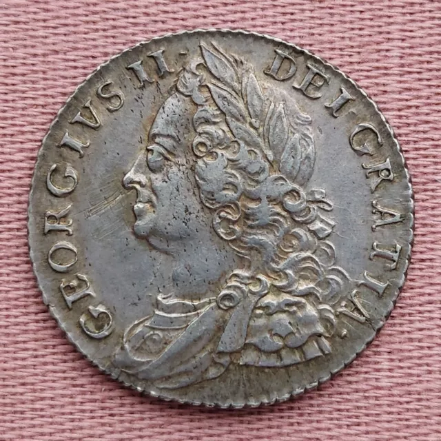 1758 George II Silver Shilling - High Grade - Lovely Toning - Spink 3704