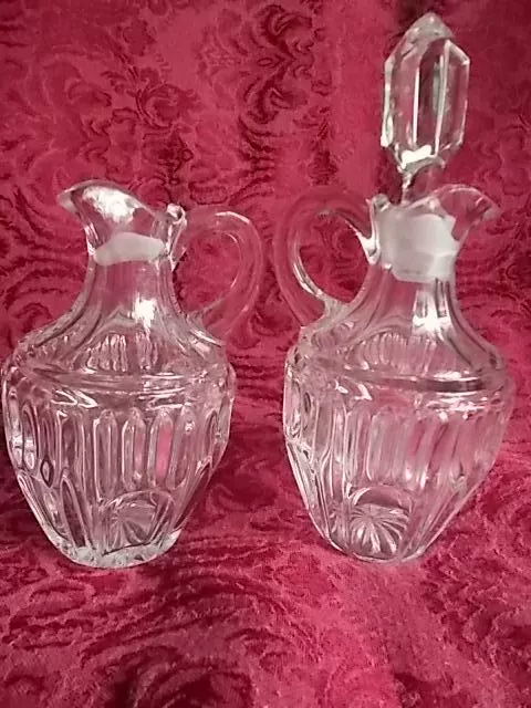 Vintage Oil and Vinegar Cruet Cut Glass 5 Inches Dinner Salad Set