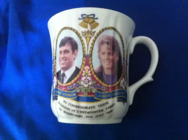 Prince Andrew and Sarah Ferguson Royal Wedding Mug 1986, rare, Fenton china