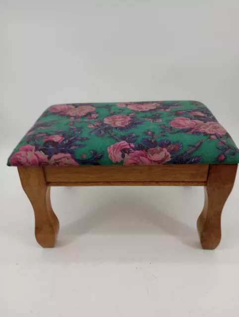 Vintage Solid Wood Upholstered Vanity Bench Footstool Seat