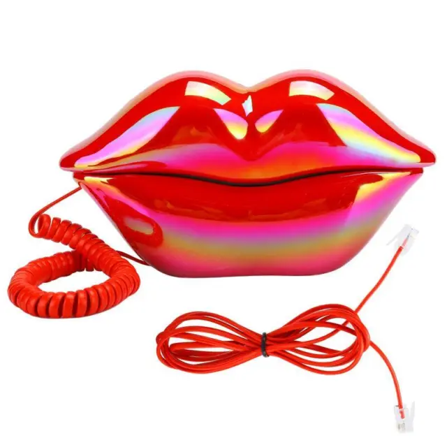 European Style Wired Lips Phone for Home Desktop Telephone - Vintage Design