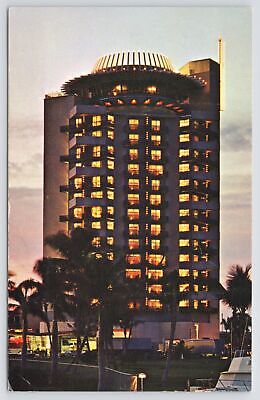 Hotel & Resort~Fort Lauderdale FL~Pier 66 Hotel & Marina At Night~Vintage PC
