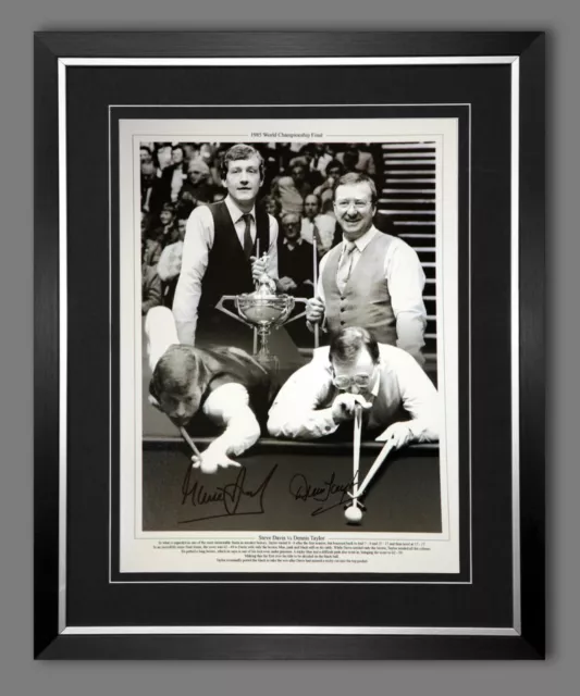 Steve Davis And Dennis Taylor Duel Signed And Framed Snooker 12x16 Photograph