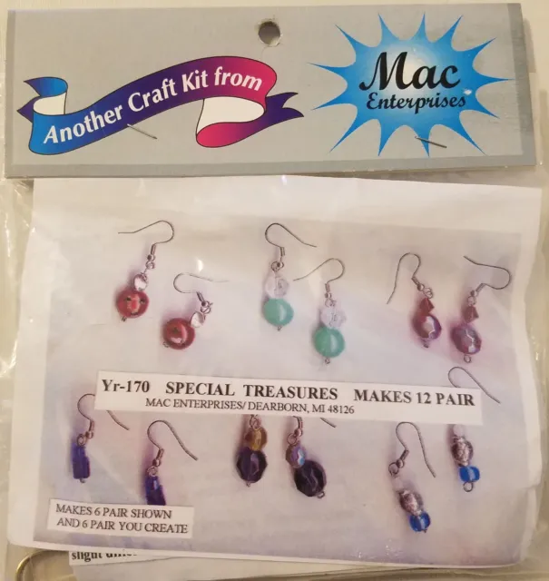 Special Treasures Earrings Beading Beaded Jewelry Craft Kit Mac Enterprises VTG