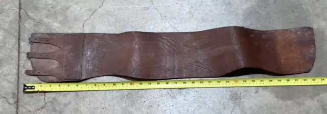 antique Vintage Harley style brown leather motorcycle waist kidney belt buckle
