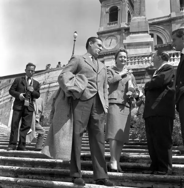 Olivia de Havilland with her husband Pierre Galante Rome 1958 OLD PHOTO 5