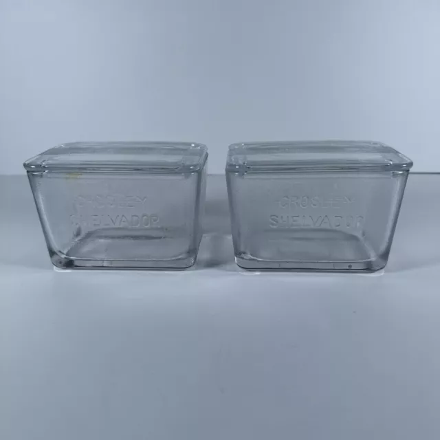 Vintage Pair Crosley Shelvador Glass Storage Jar 1950s Crosley Refrigerator Jars