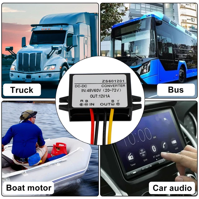 Waterproof DC-DC Converter 60V Step Down to 12V Car Power Supply Module 1A S7