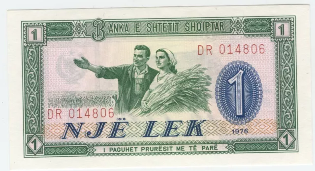 Albania 1 Lek 1976 Pick 40 UNC Uncirculated Banknote