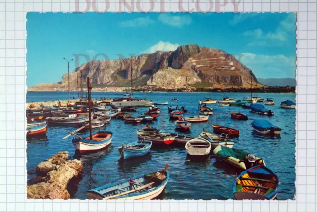 Cartolina Palermo Monte Pellegrino  visto dal mare animata barche anni '60