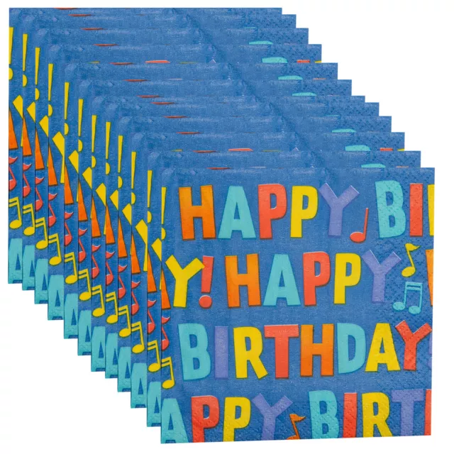 16pk Hallmark Happy Birthday Party Napkins, 2 Ply Paper, Disposable, 9.75"