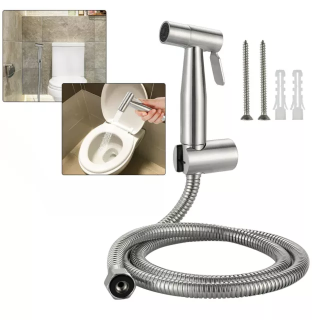 Bidet shower set with bracket, hose shower, stainless steel toilet shower head