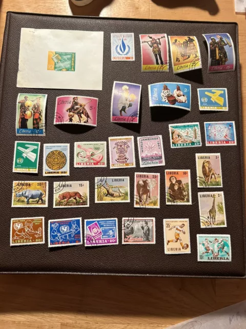 Liberia Lot Of 64 Mint And Used Stamps Souvenir Sheet