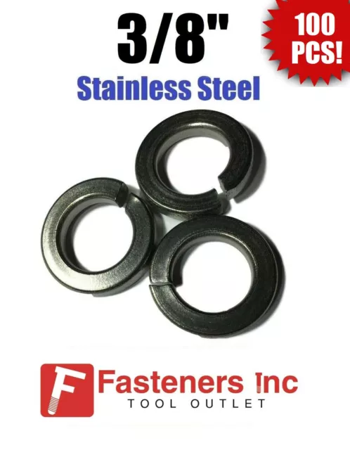 (Qty 100) 3/8" Stainless Steel Regular Split Lock Washers Type 18-8