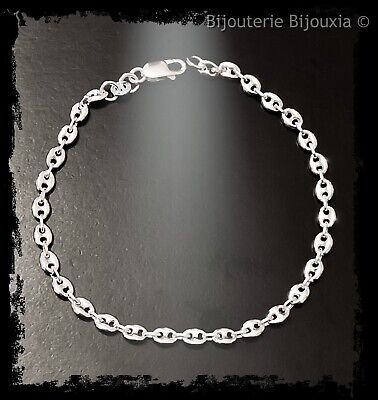Braccialetto Chicco di Caffè 21CM x 6MM Argento Massiccio 925/000 Rodio Misto 
