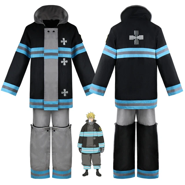 Fire Force 2025 Shinra Kusakabe Black Top Pants Set Carnival Halloween Cosplay Costume